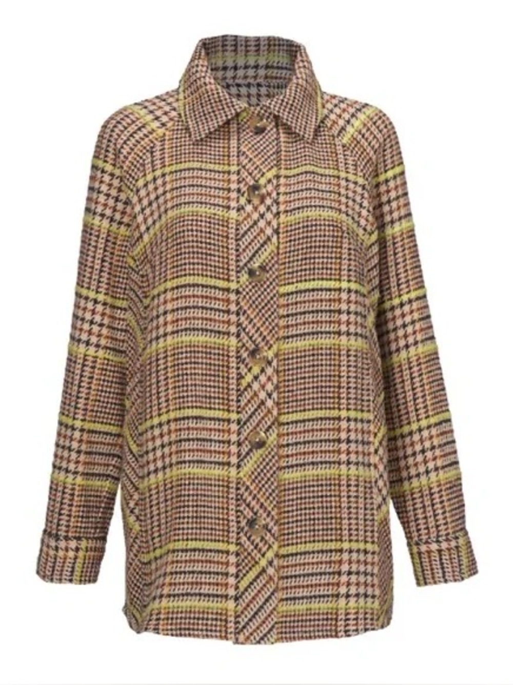Cabi Yorkshire Houndstooth Plaid Shacket Overshirt Cotton Button Front Size Sm
